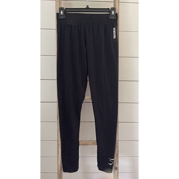 GYMSHARK BLACK JERSEY Athletic Leggings Casual Pants Size Small - Picture 1 of 6